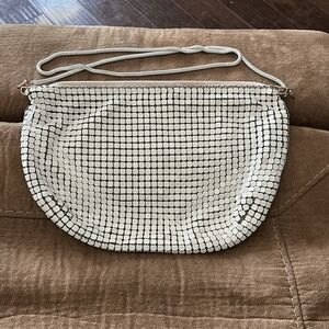Vintage 1970'sWhite Metal Mesh Evening Bag.